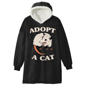 Funny Possum Adopt A Cat Cute Opossums Team Trash Vibes Hooded Wearable Blanket