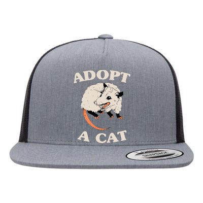 Funny Possum Adopt A Cat Cute Opossums Team Trash Vibes Flat Bill Trucker Hat