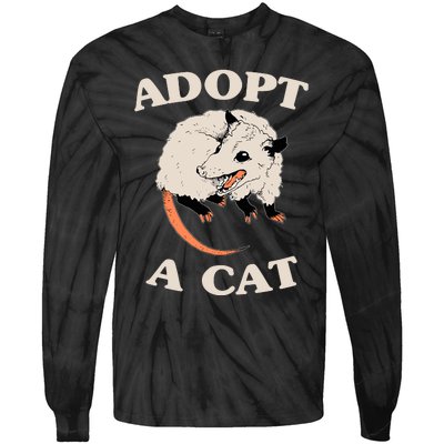 Funny Possum Adopt A Cat Cute Opossums Team Trash Vibes Tie-Dye Long Sleeve Shirt