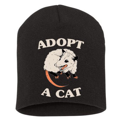 Funny Possum Adopt A Cat Cute Opossums Team Trash Vibes Short Acrylic Beanie