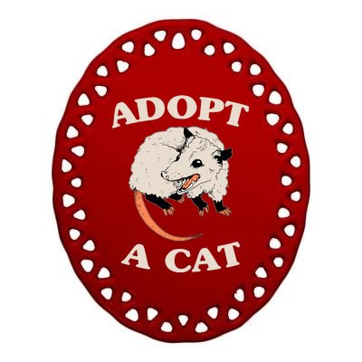 Funny Possum Adopt A Cat Cute Opossums Team Trash Vibes Ceramic Oval Ornament