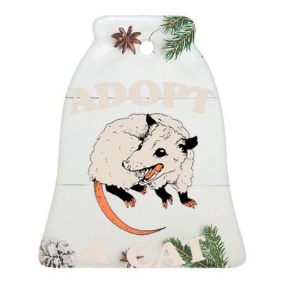 Funny Possum Adopt A Cat Cute Opossums Team Trash Vibes Ceramic Bell Ornament