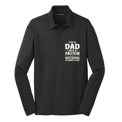 Funny Pastor Appreciation Art For Dad Preacher Christian Silk Touch Performance Long Sleeve Polo