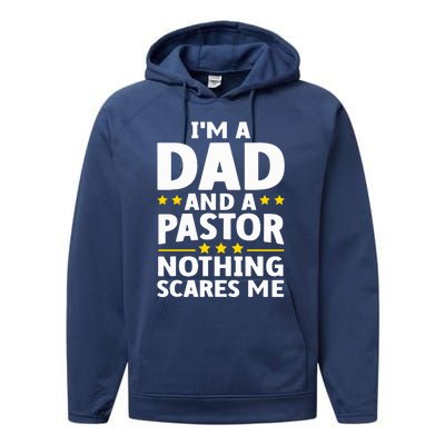 Funny Pastor Appreciation Art For Dad Preacher Christian Performance Fleece Hoodie