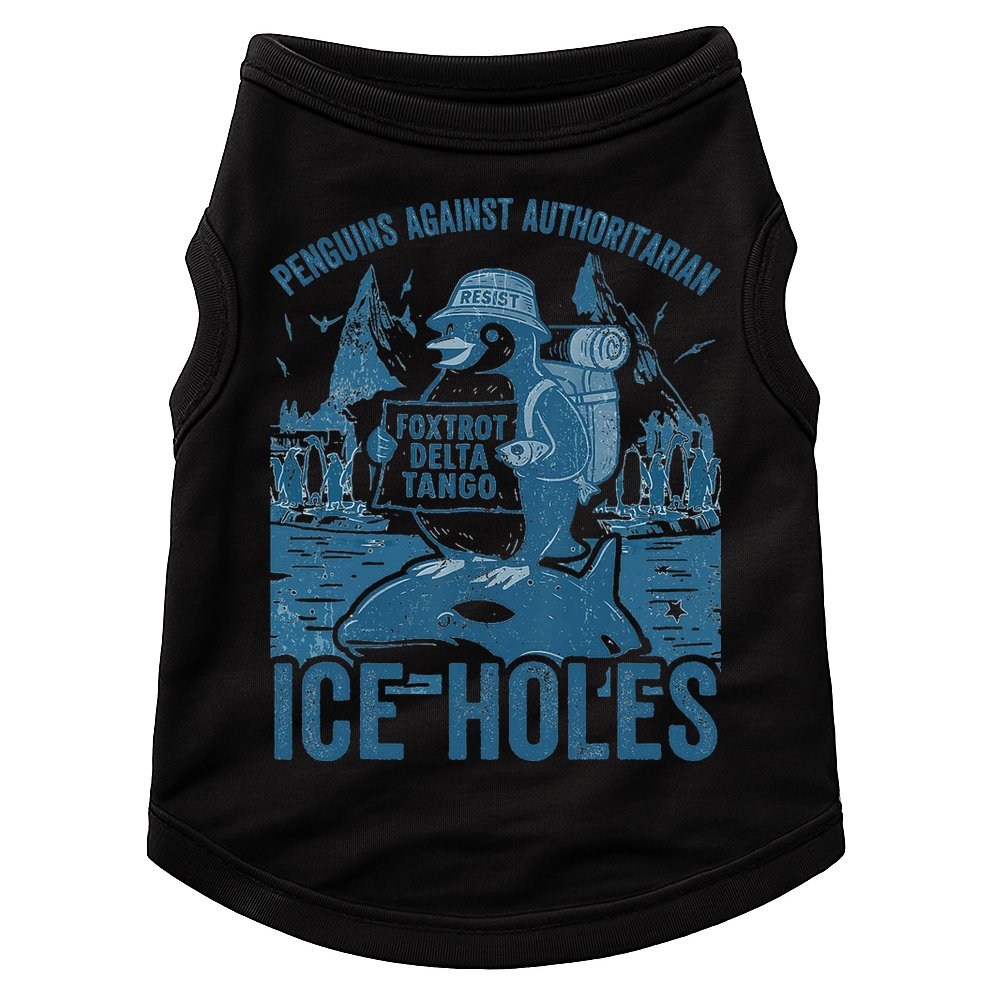Funny Penguins Against Authoritarian Ice Holes Sarcastic Doggie Tank