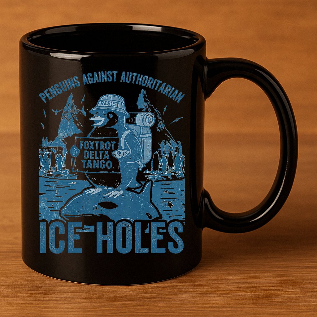 Funny Penguins Against Authoritarian Ice Holes Sarcastic 11oz C Handle Ceramic Mug