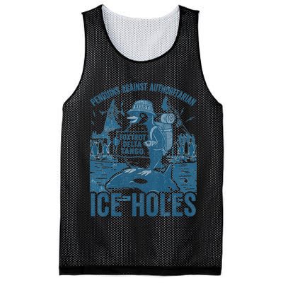 Funny Penguins Against Authoritarian Ice Holes Sarcastic Mesh Reversible Basketball Jersey Tank