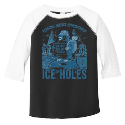Funny Penguins Against Authoritarian Ice Holes Sarcastic Toddler Fine Jersey T-Shirt