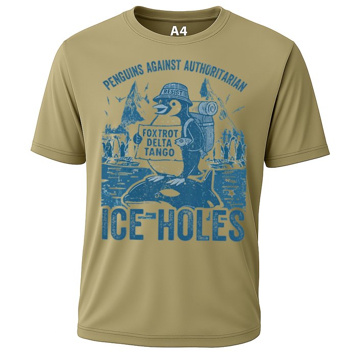 Funny Penguins Against Authoritarian Ice Holes Sarcastic Cooling Performance Crew T-Shirt