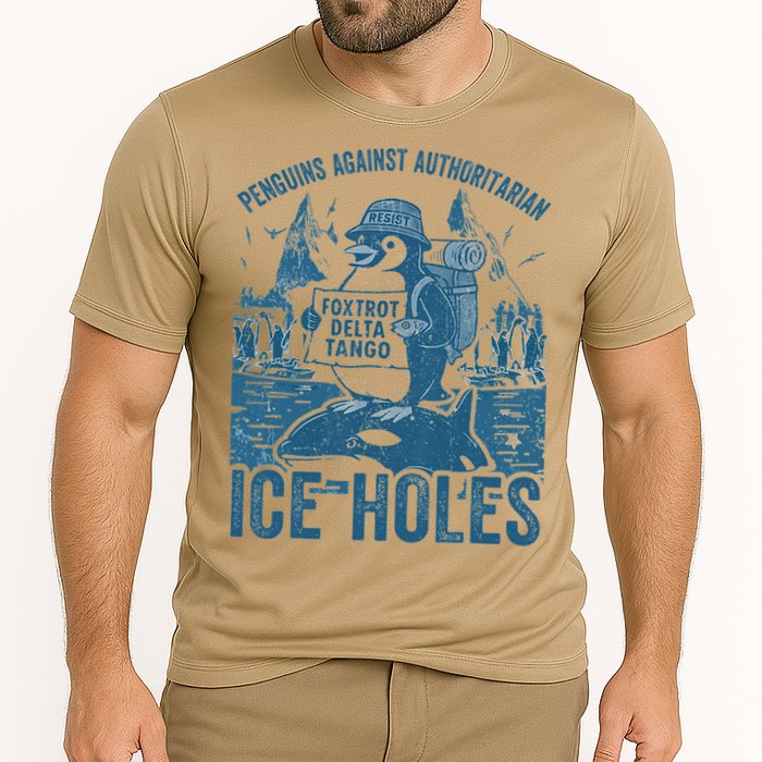 Funny Penguins Against Authoritarian Ice Holes Sarcastic Cooling Performance Crew T-Shirt
