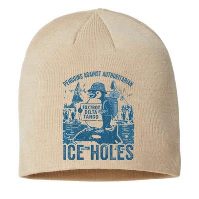 Funny Penguins Against Authoritarian Ice Holes Sarcastic Sustainable Beanie