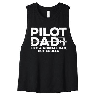 Funny Pilot Art For Dad Aviation Airplane Aircraft Pilot Women's Racerback Cropped Tank