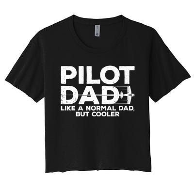 Funny Pilot Art For Dad Aviation Airplane Aircraft Pilot Women's Crop Top Tee