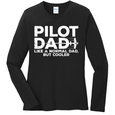 Funny Pilot Art For Dad Aviation Airplane Aircraft Pilot Ladies Long Sleeve Shirt