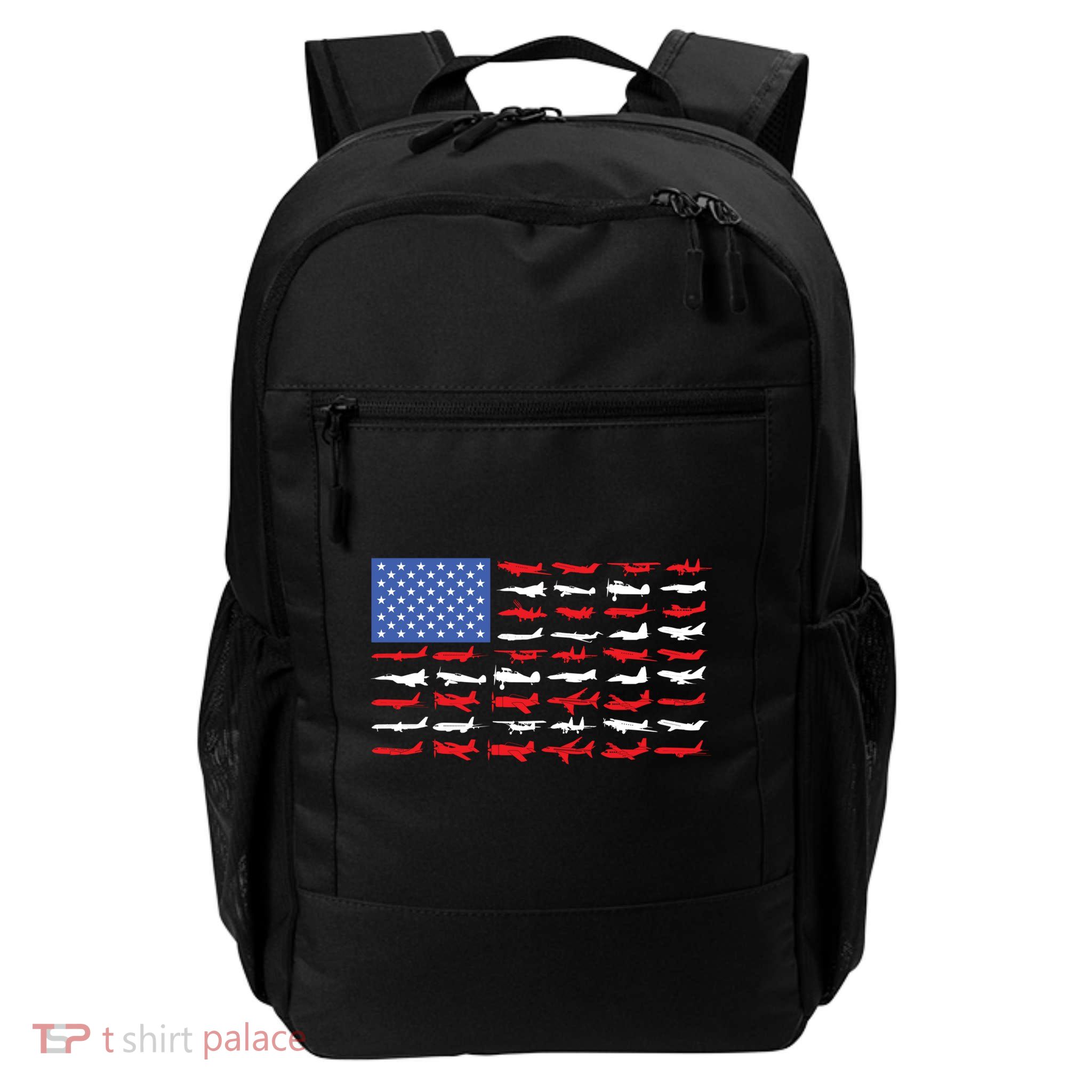 Funny Pilot Airplane American Flag Plane Aviation Gift 1 Backpack