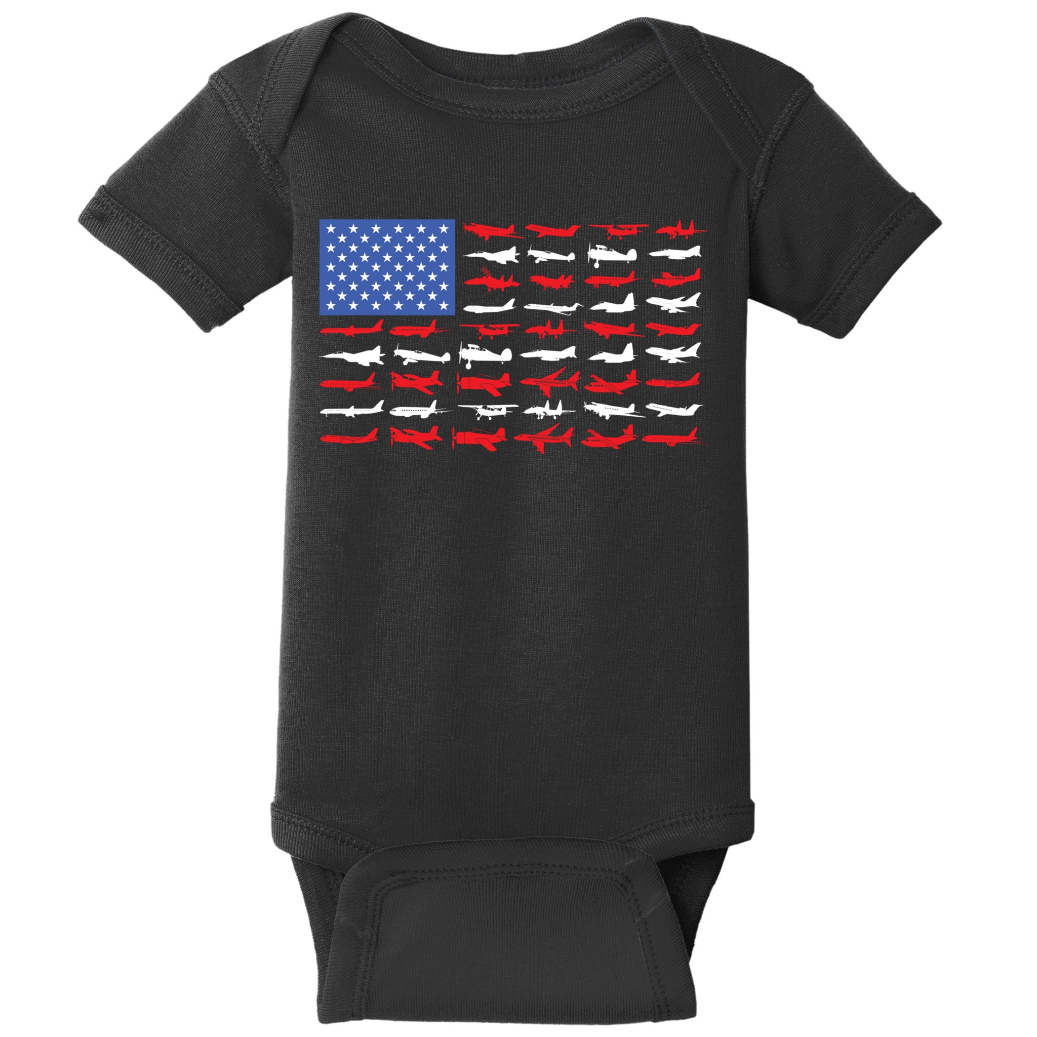Funny Pilot Airplane American Flag Plane Aviation Gift 1 Baby Bodysuit