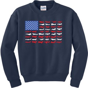 Funny Pilot Airplane American Flag Plane Aviation Gift 1 Kids Sweatshirt