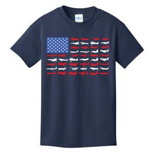 Funny Pilot Airplane American Flag Plane Aviation Gift 1 Kids T-Shirt