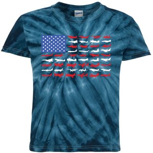 Funny Pilot Airplane American Flag Plane Aviation Gift 1 Kids Tie-Dye T-Shirt