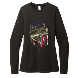 Fishing Pole American Flag gift for Patriotic Fisherman Womens CVC Long Sleeve Shirt