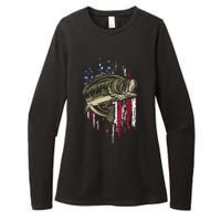 Fishing Pole American Flag gift for Patriotic Fisherman Womens CVC Long Sleeve Shirt