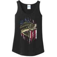 Fishing Pole American Flag gift for Patriotic Fisherman Ladies Essential Tank