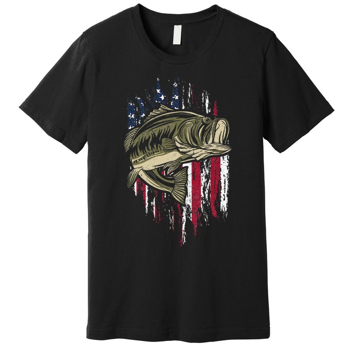 Fishing Pole American Flag gift for Patriotic Fisherman Premium T-Shirt