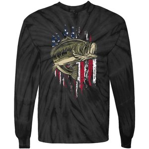 Fishing Pole American Flag gift for Patriotic Fisherman Tie-Dye Long Sleeve Shirt