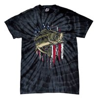 Fishing Pole American Flag gift for Patriotic Fisherman Tie-Dye T-Shirt