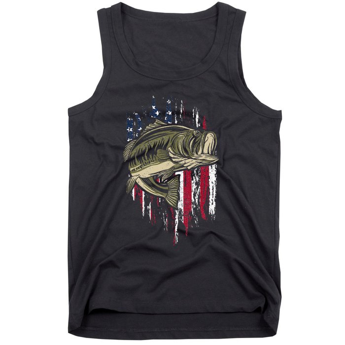 Fishing Pole American Flag gift for Patriotic Fisherman Tank Top