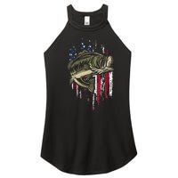 Fishing Pole American Flag gift for Patriotic Fisherman Women's Perfect Tri Rocker Tank