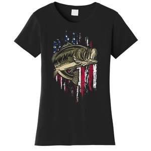 Fishing Pole American Flag gift for Patriotic Fisherman Women's T-Shirt