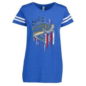 Fishing Pole American Flag gift for Patriotic Fisherman Enza Ladies Jersey Football T-Shirt