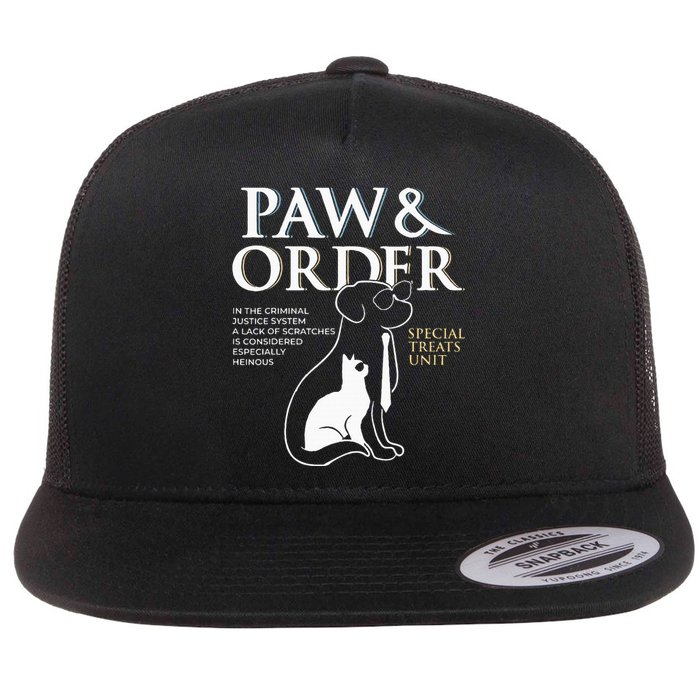 Funny Paw And Order Special Treats Unit Training Flat Bill Trucker Hat