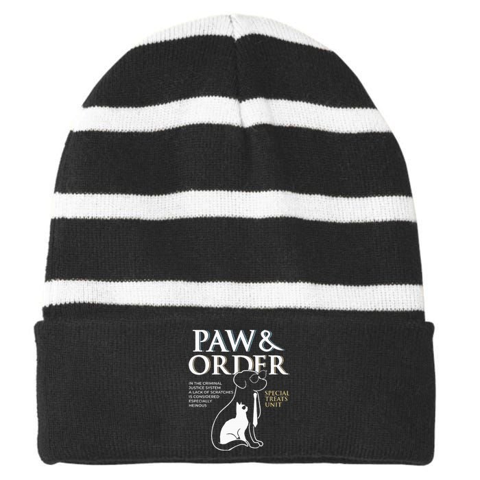 Funny Paw And Order Special Treats Unit Training Striped Beanie with Solid Band