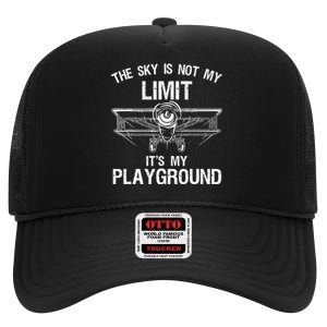 Funny Pilot Art For Airplane Pilot Aviation High Crown Mesh Back Trucker Hat