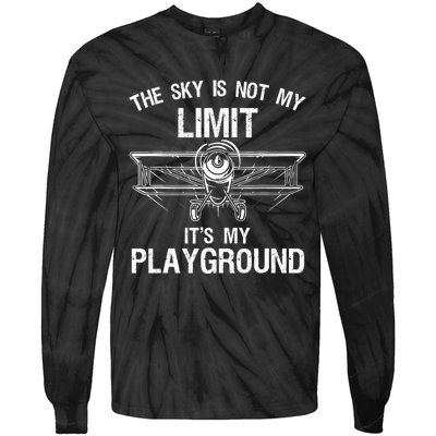 Funny Pilot Art For Airplane Pilot Aviation Tie-Dye Long Sleeve Shirt