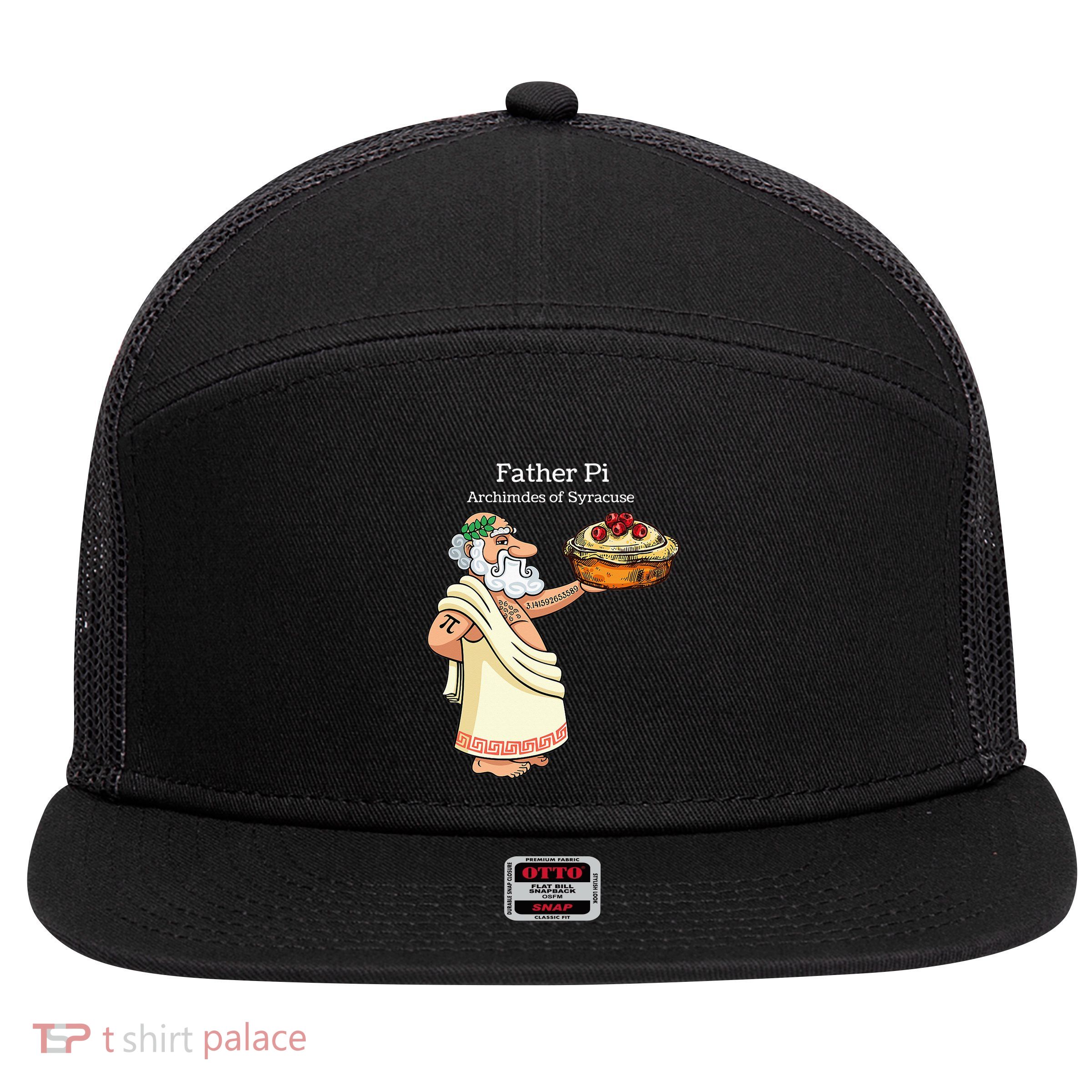 Father Pi Archemedies Syracuse Pi Tattoo Pi Symbol Numbers 7 Panel Mesh Trucker Snapback Hat