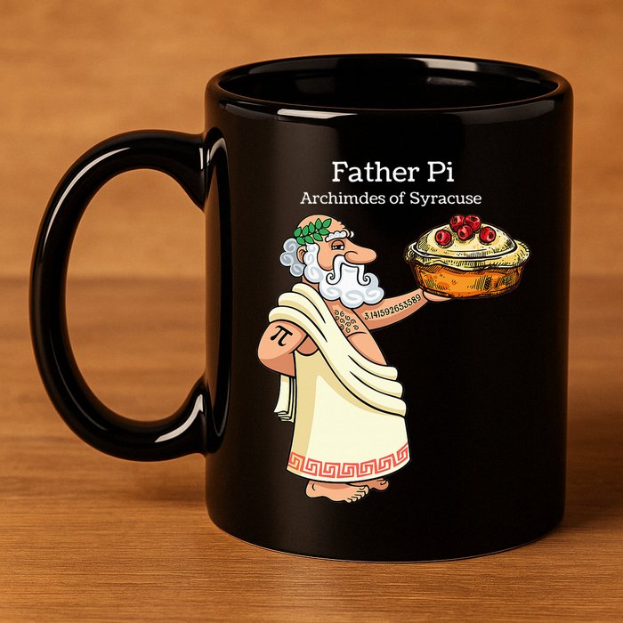Father Pi Archemedies Syracuse Pi Tattoo Pi Symbol Numbers 11oz C Handle Ceramic Mug
