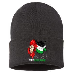 Free Palestine Arabic Palestine Flag Sustainable Knit Beanie