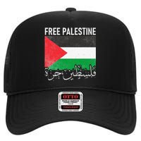 Free Palestine Arabic Palestine Gaza Jerusalem Support High Crown Mesh Back Trucker Hat