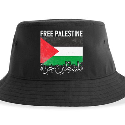 Free Palestine Arabic Palestine Gaza Jerusalem Support Sustainable Bucket Hat