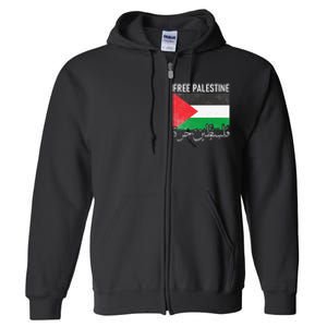 Free Palestine Arabic Palestine Gaza Jerusalem Support Full Zip Hoodie