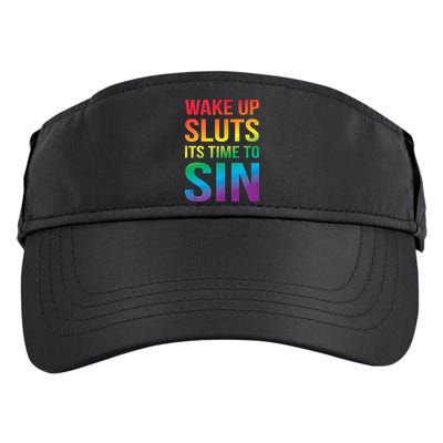 Funny PRIDE Adult Wake Up Sluts Its Time To Sin LGBTQ Adult Drive Performance Visor