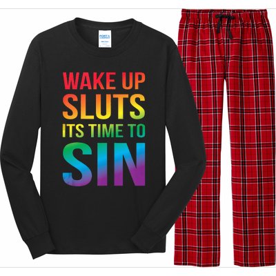 Funny PRIDE Adult Wake Up Sluts Its Time To Sin LGBTQ Long Sleeve Pajama Set