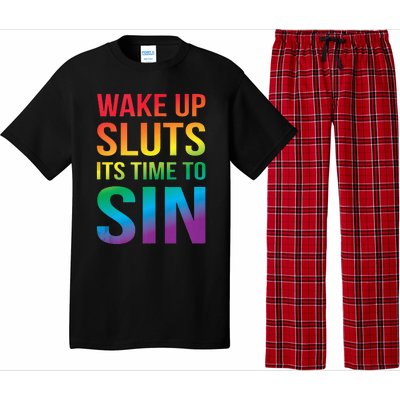 Funny PRIDE Adult Wake Up Sluts Its Time To Sin LGBTQ Pajama Set