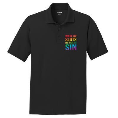 Funny PRIDE Adult Wake Up Sluts Its Time To Sin LGBTQ PosiCharge RacerMesh Polo