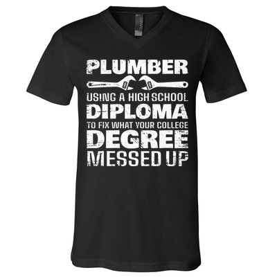 Funny Plumber Art For  Pipefitter Pipe Plumber V-Neck T-Shirt