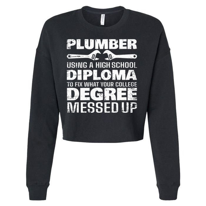 Funny Plumber Art For  Pipefitter Pipe Plumber Cropped Pullover Crew