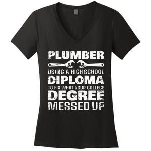 Funny Plumber Art For  Pipefitter Pipe Plumber Women's V-Neck T-Shirt